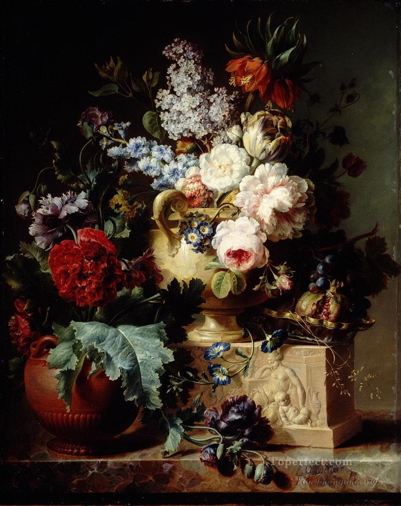 Flowers in Jar on Sculpture Flowering Oil Paintings